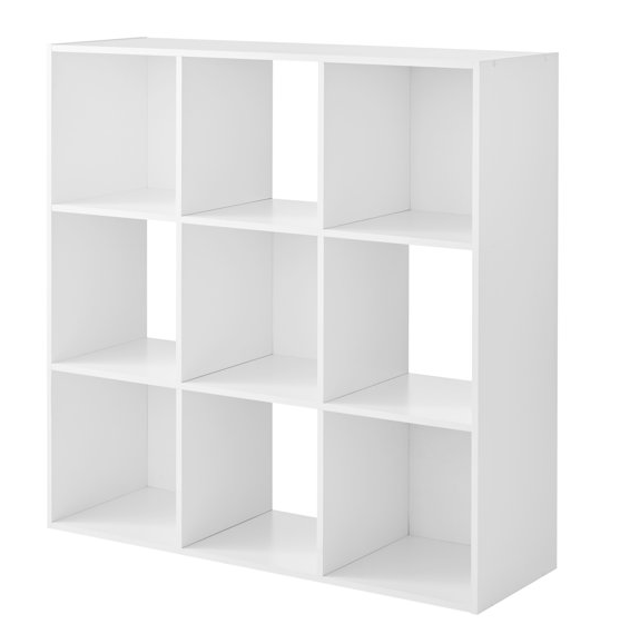 White cubby shelves are a great choice for storage in your homeschool room.