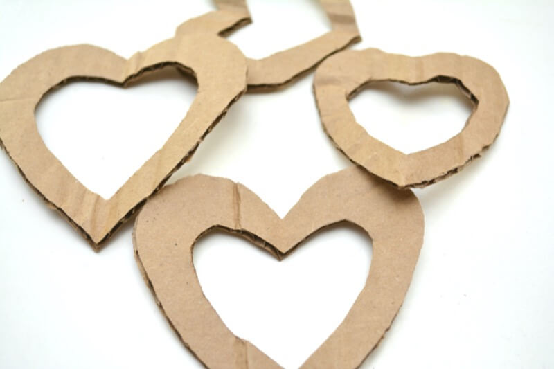 Hearts cut out of cardboard.